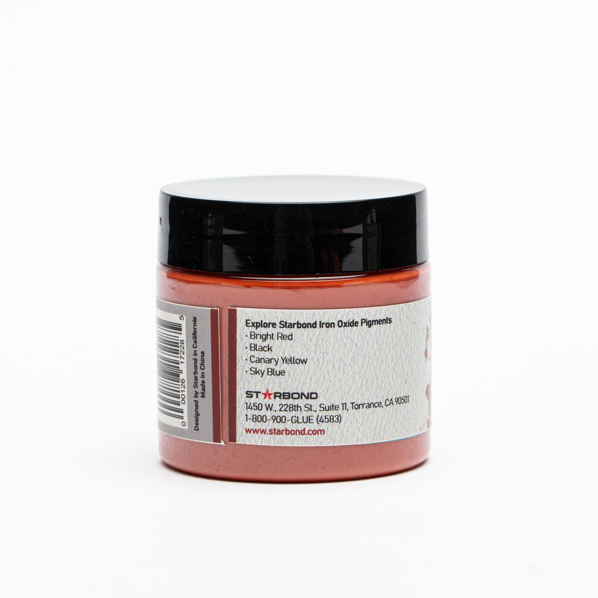 Starbond Bright Red Matte Iron Oxide Pigment 2oz, vibrant red hue in jar, ideal for artists & woodworking projects