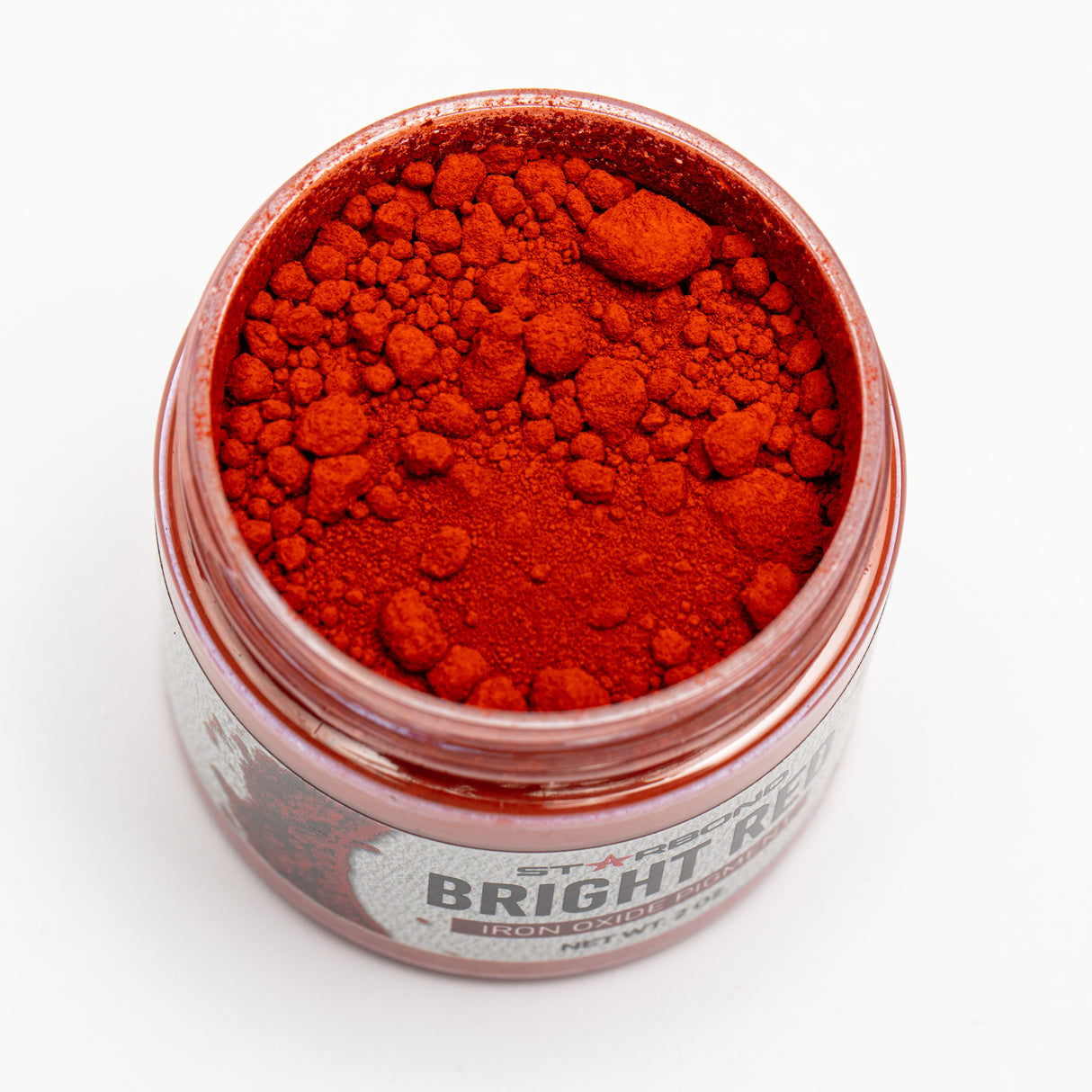 Vibrant 2oz Bright Red Iron Oxide Pigment Jar by Starbond for lasting colour in artistic projects