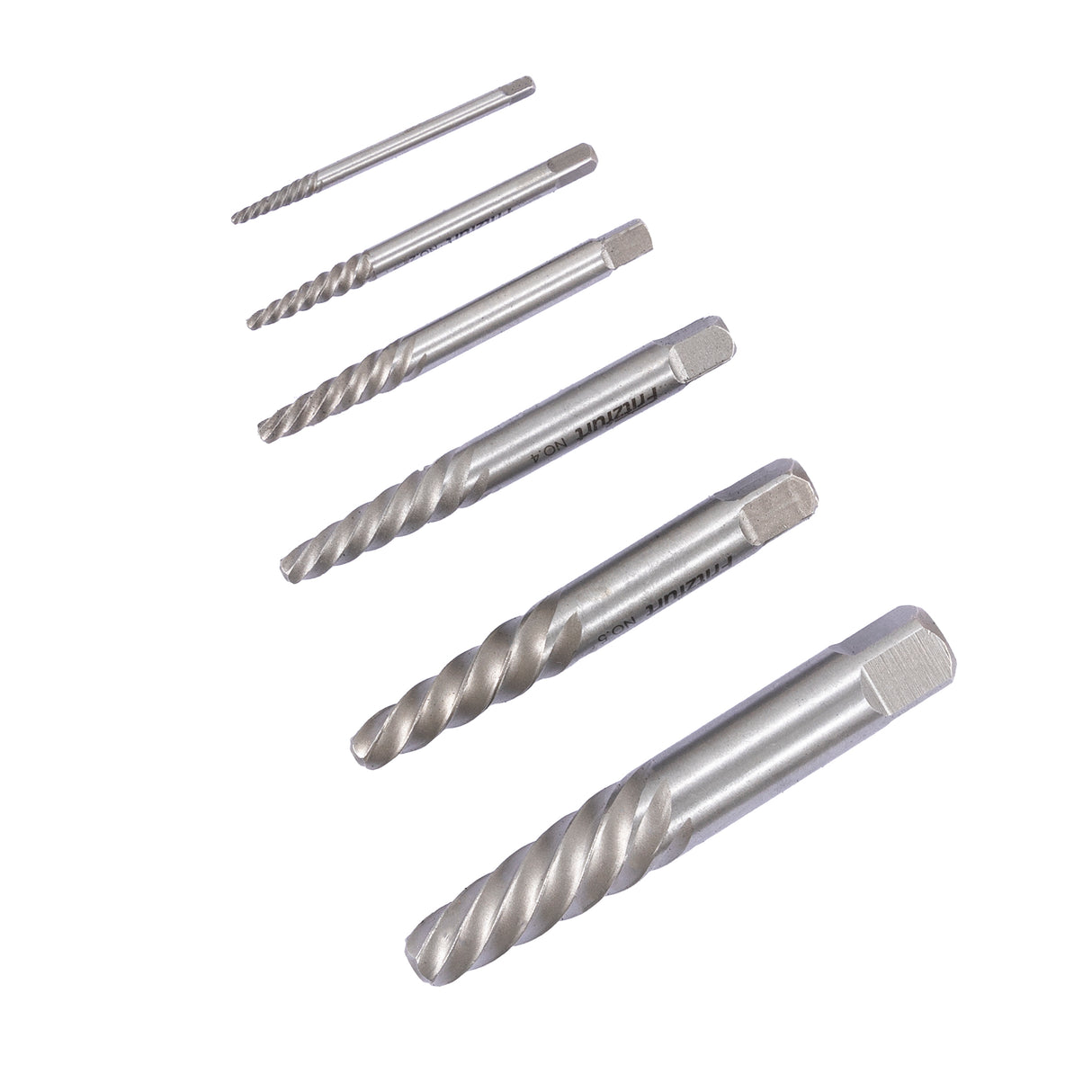 Fritzfurt Drill & Screw Extractor Set of 12 Square Drive Imperial M2 high-speed steel extractors with 1/4in hex shanks