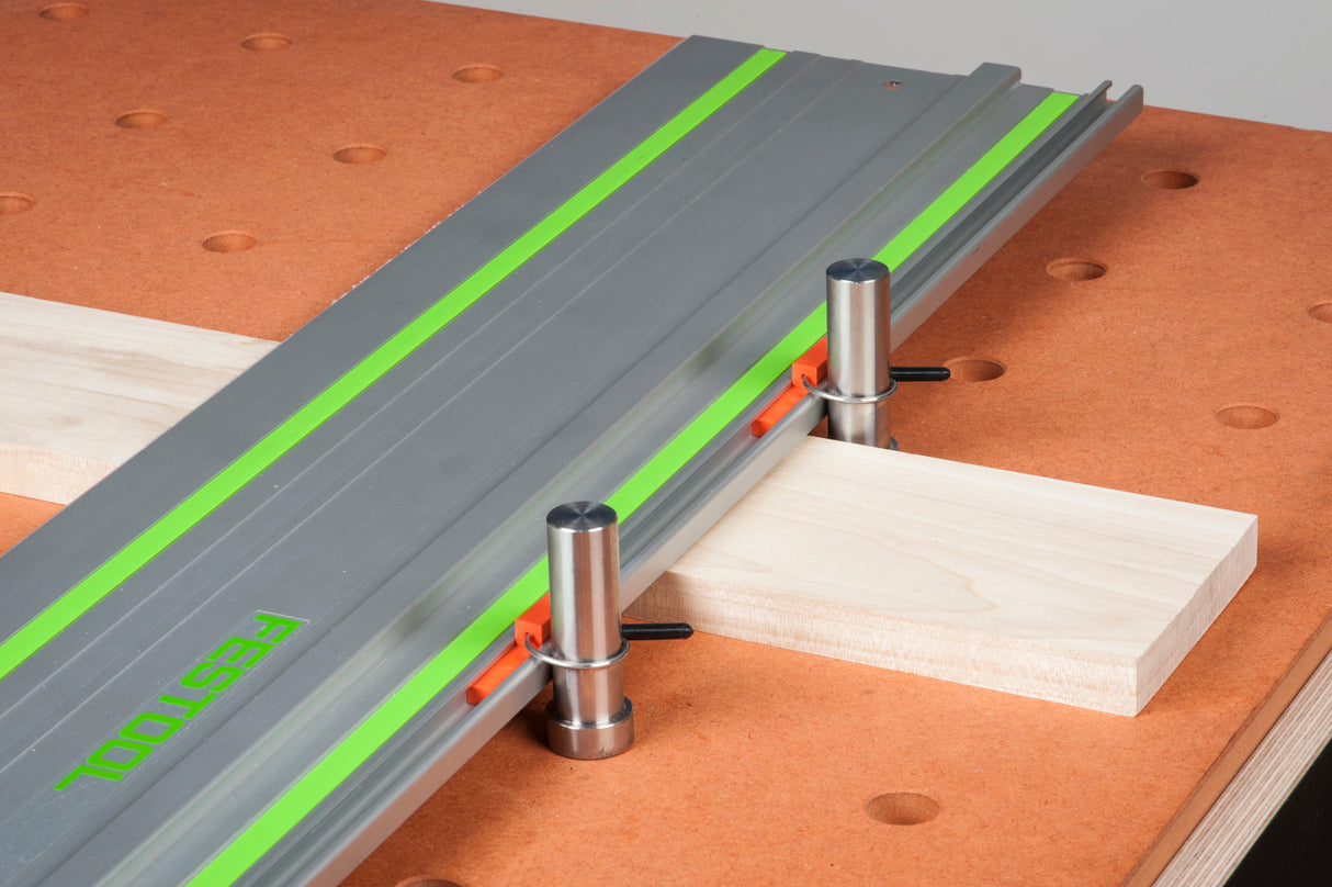 UJK Dog Rail Clip Pack of 2 securing Festool or Makita guide rail to bench dogs