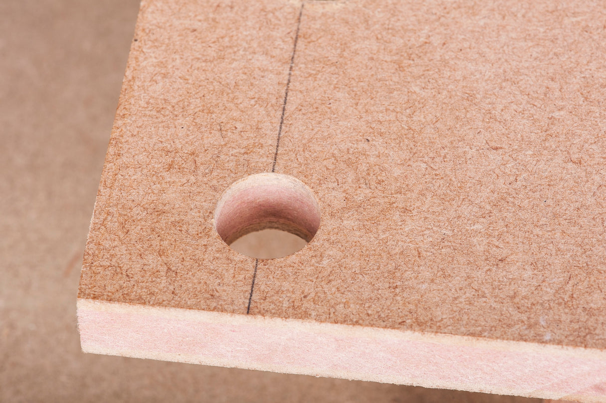 UJK Chamfer Tool 20mm solid carbide cutter creating a neat chamfer on custom cutting table made using UJK Parf Guide System