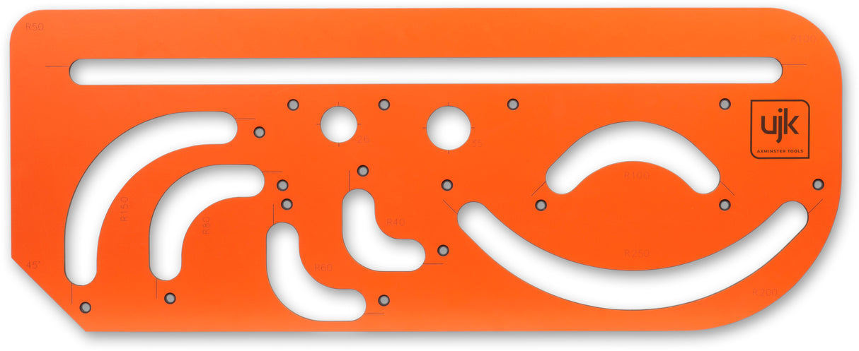 UJK Worktop Radius Jig, durable 12mm phenolic resin, accurate routing of various radii on worktops