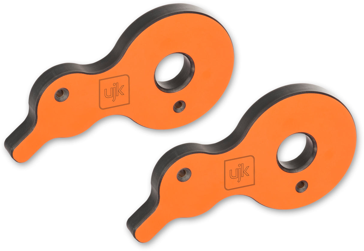 UJK Surface Cam Clamps Pack of 2 in action on a workbench with dog holes