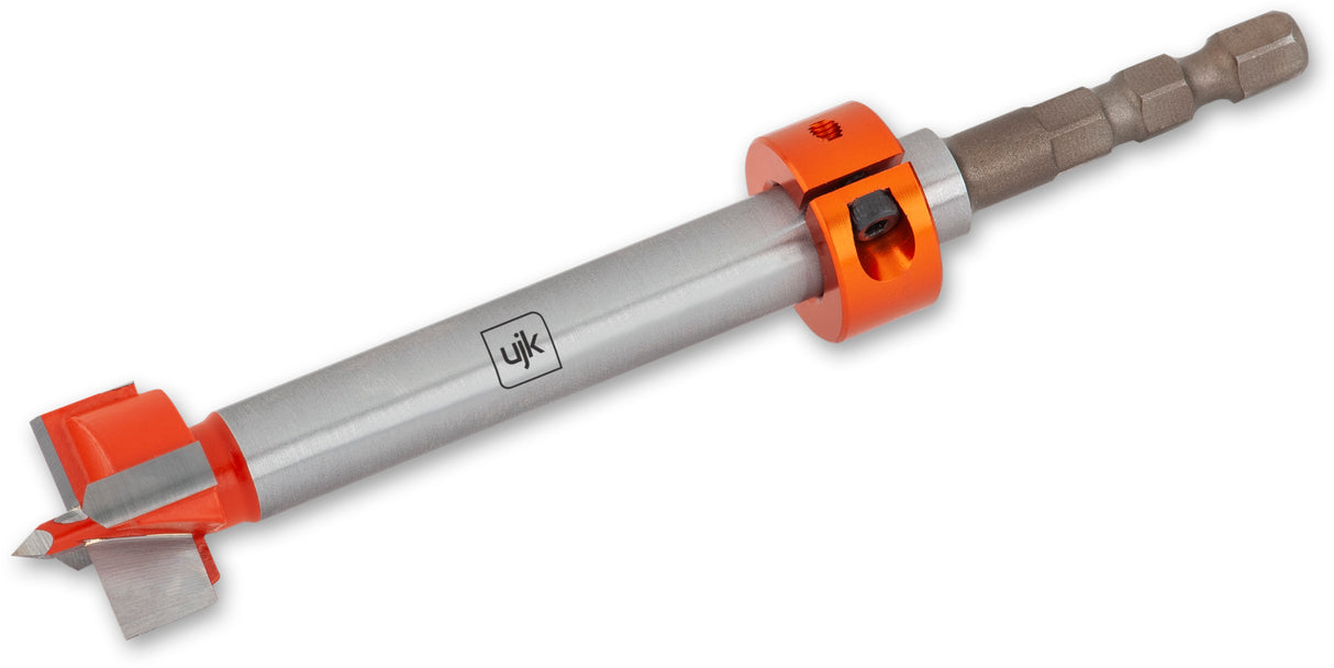 UJK 20mm Cutter with Split Stop Collar for Parf Guide System - Produces clean holes for MFT benchtops. Tungsten carbide tips for durability