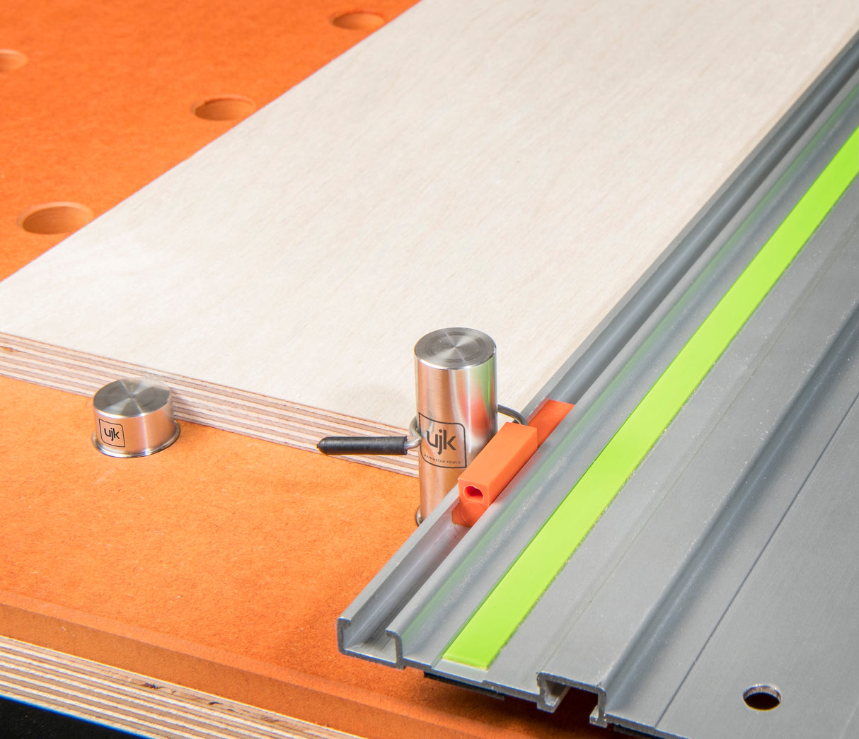 UJK Work Holding Accessory Kit in T-Loc Case with Cam Clamps, Wedges, Back Stops, Dog Rail Clips, Guide Pups, and Guide Dogs