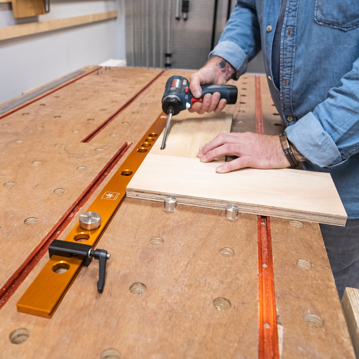 UJK Parf System Fence & Stop Kit 1000mm for precise woodworking setups on UJK worktops and MFT benches