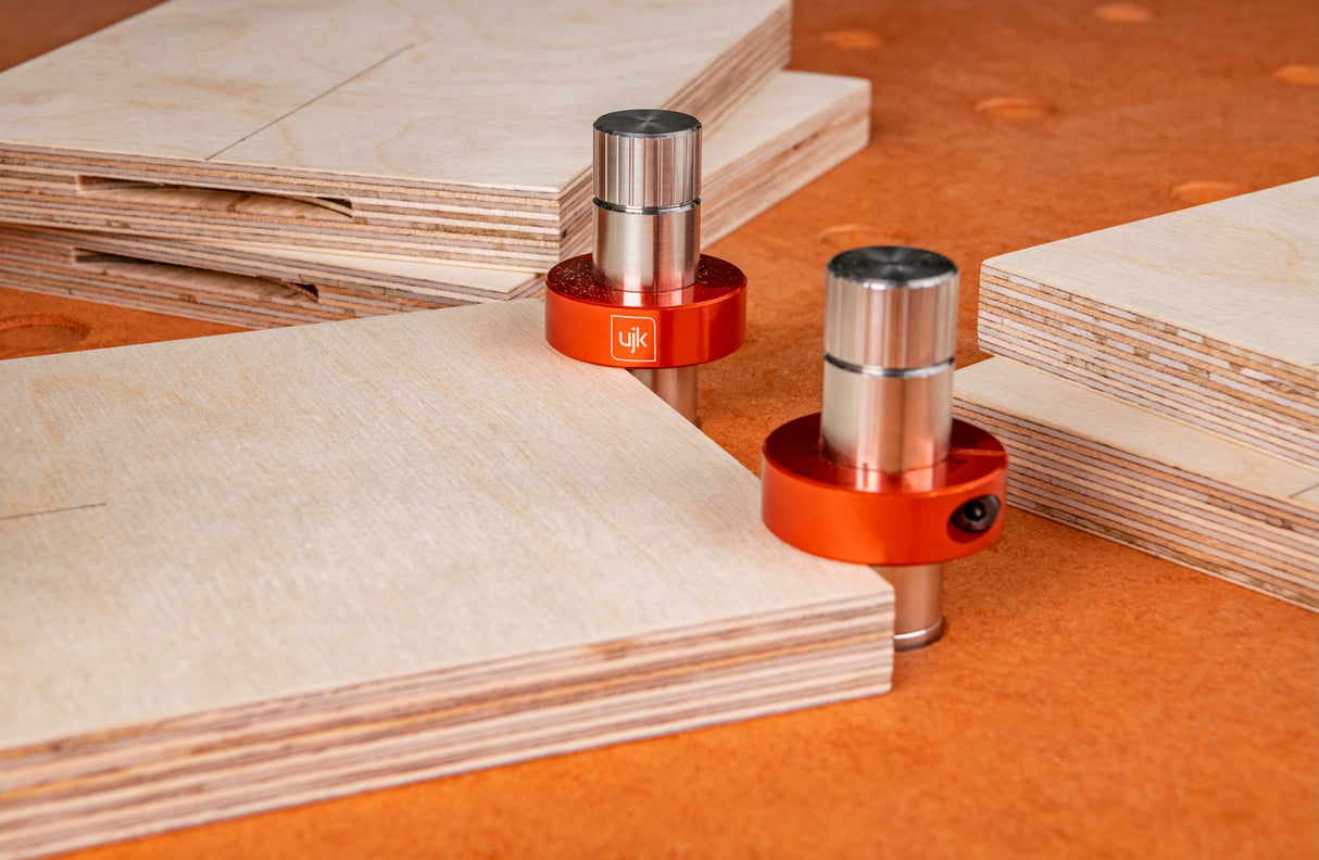 UJK Super Dog Accessory Kit in T-Loc Case for Dog Hole Workbenches - Close-up view of the kit components