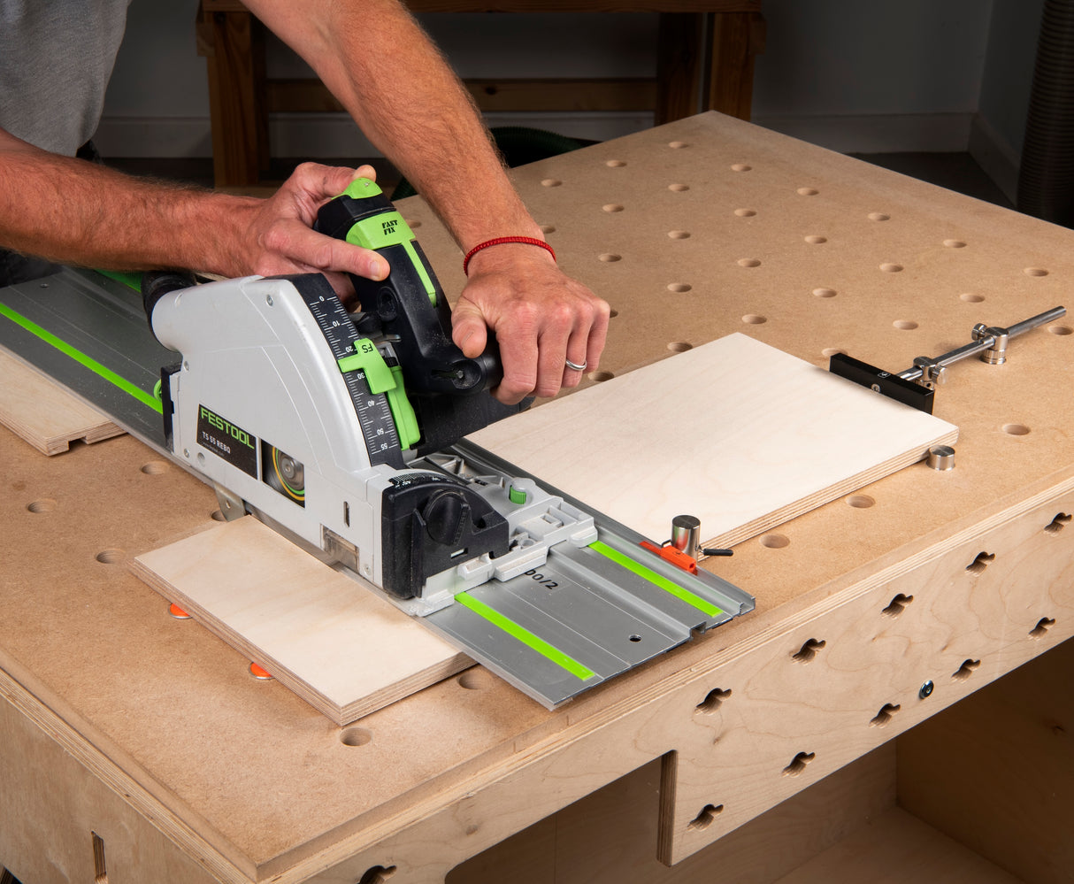 UJK Super Dog Accessory Kit in T-Loc Case for Dog Hole Workbenches, showing detailed inset view of product components