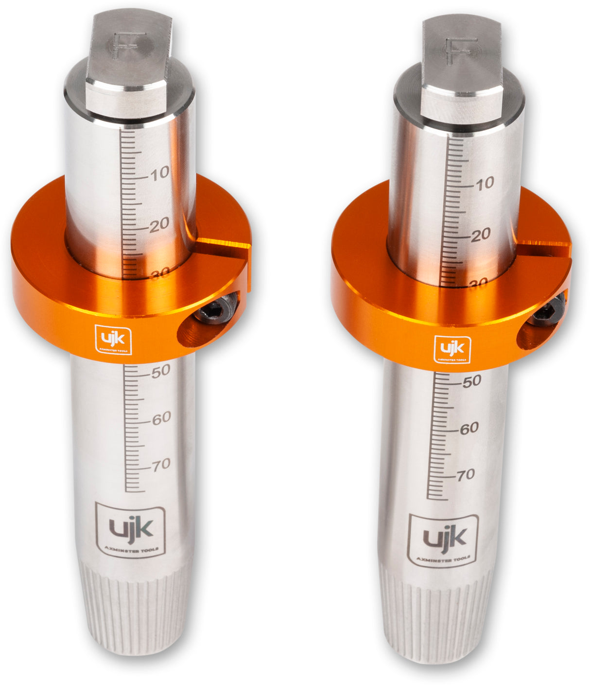 UJK 20mm Guide Rail Bench Dogs for Festool Guide Rails in use with Festool guide rail showing Tee-bolt attachment