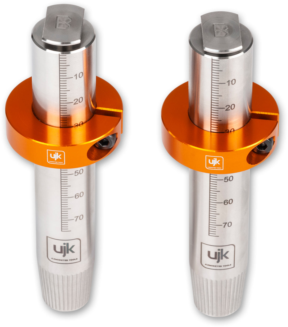 Stainless steel UJK 20mm Guide Rail Bench Dogs for Bosch and Mafell guide rails. Tee-bolt design for secure fitting