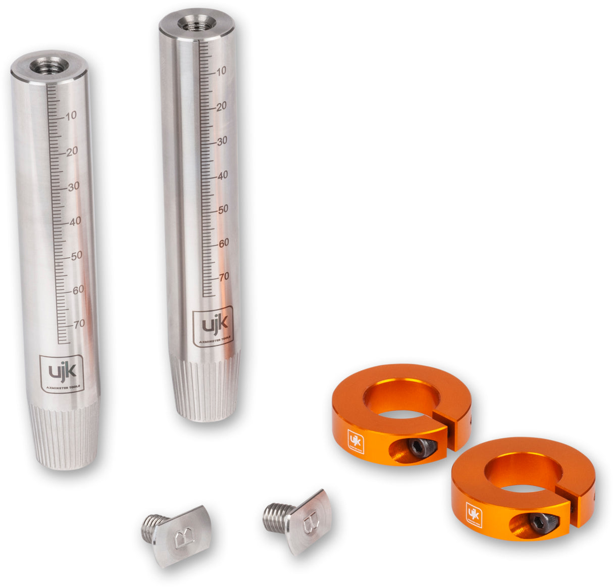 UJK 20mm stainless steel guide rail bench dogs for Bosch & Mafell rails, Tee-bolt design fits Tee-slot underside of rail