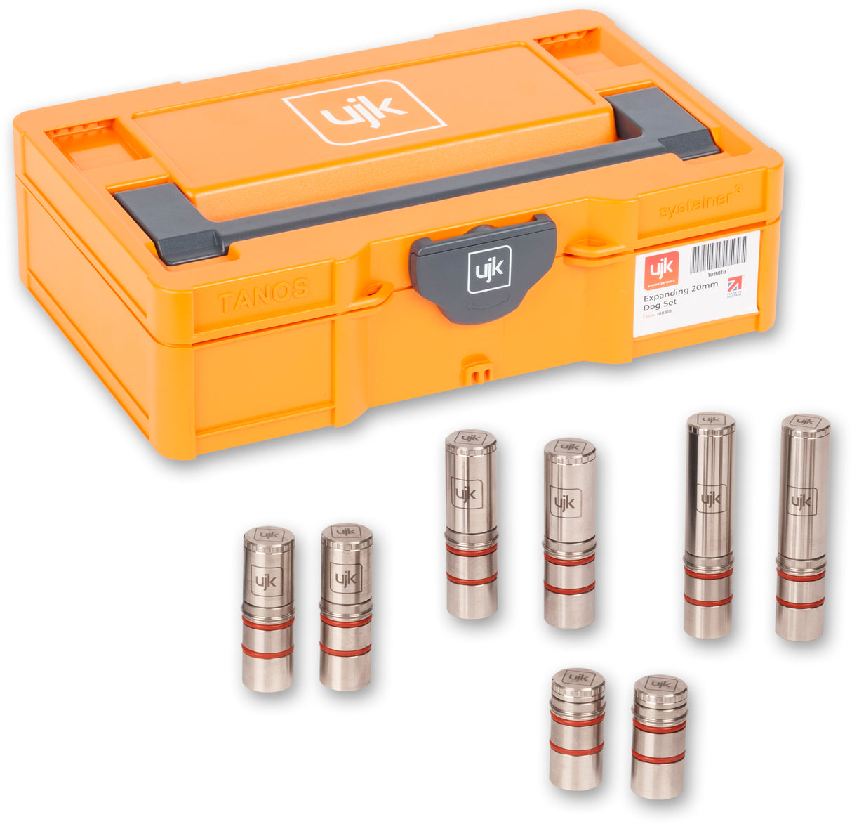 UJK Set of 8 Expanding 20mm Bench Dogs with Mini Systainer