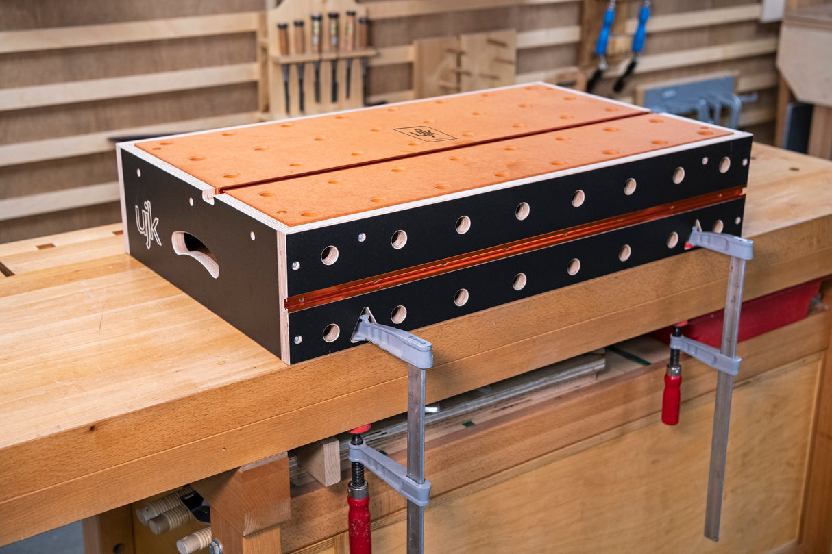 Compact UJK Multifunction Workbench with T-Track and Dog Holes, 775x430mm dimensions