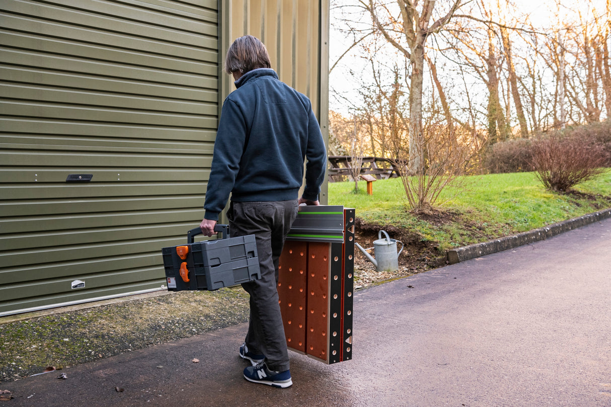 UJK Compact Multifunction Workbench with 20mm Dog Holes, ideal for portable woodworking setups