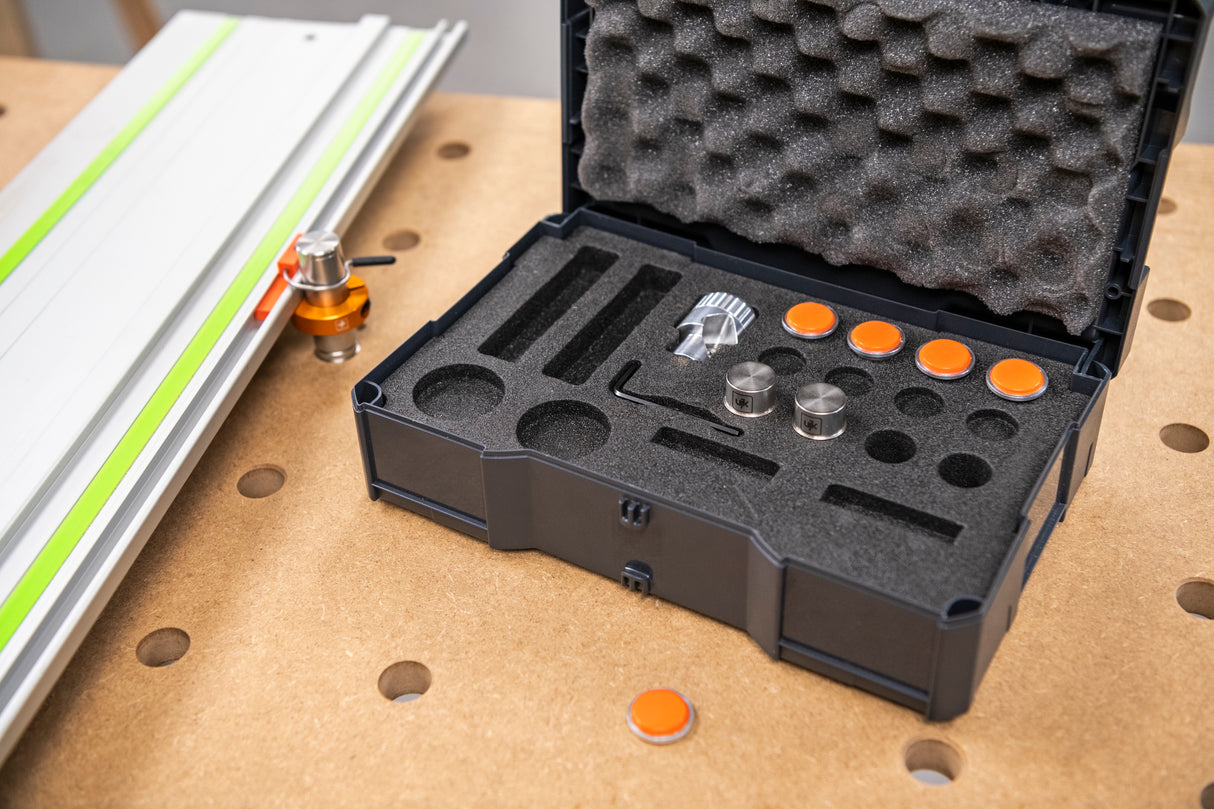 UJK Track Saw Set accessories in storage case for Australian woodworking tools