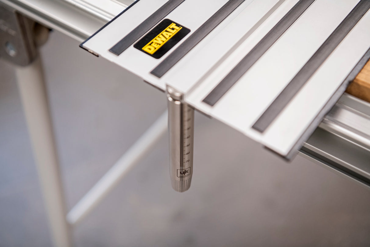 Australian made UJK 20mm Guide Rail Bench Dogs for DeWalt Guide Rails, Tee-bolt design for hidden secure fit beneath the rail