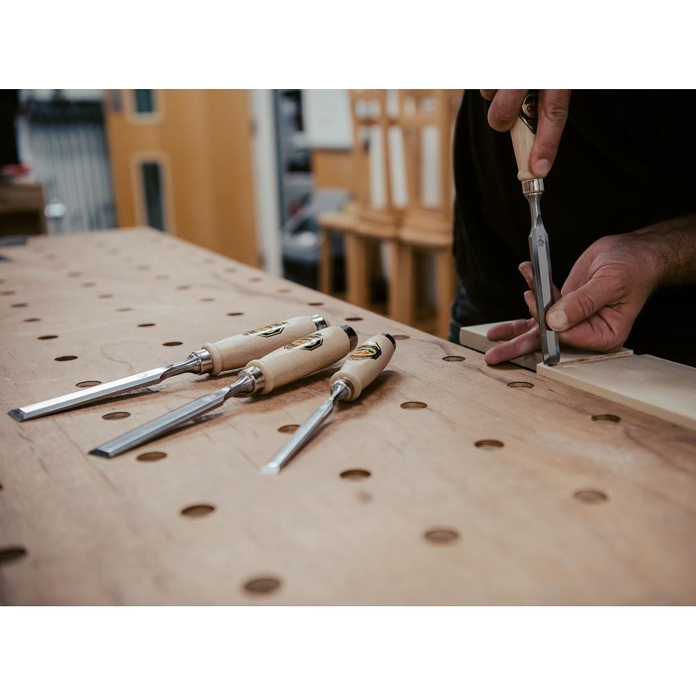 Kirschen Two Cherries Box Set of 4 Firmer Chisels Bevel Edge with Wooden Handles