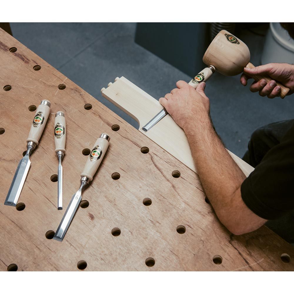 Kirschen Two Cherries Box Set of 4 Firmer Chisels Bevel Edge with Wooden Handles