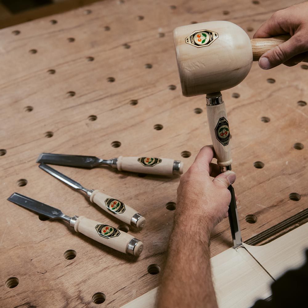 Kirschen Two Cherries Box Set of 4 Firmer Chisels Bevel Edge with Wooden Handles