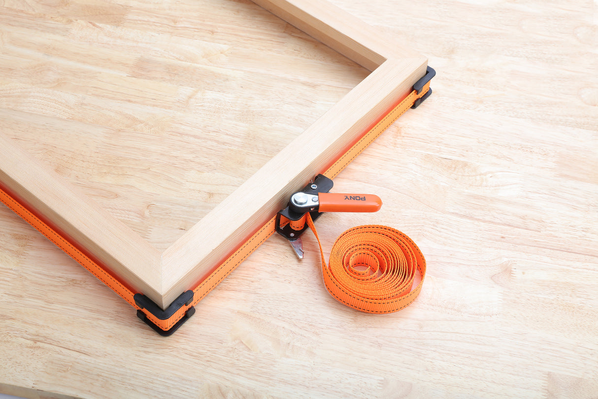 Pony Jorgensen 4.5m Canvas Band Clamps with Ratchet Style - Nylon webbing band with four plastic corners for miter joints
