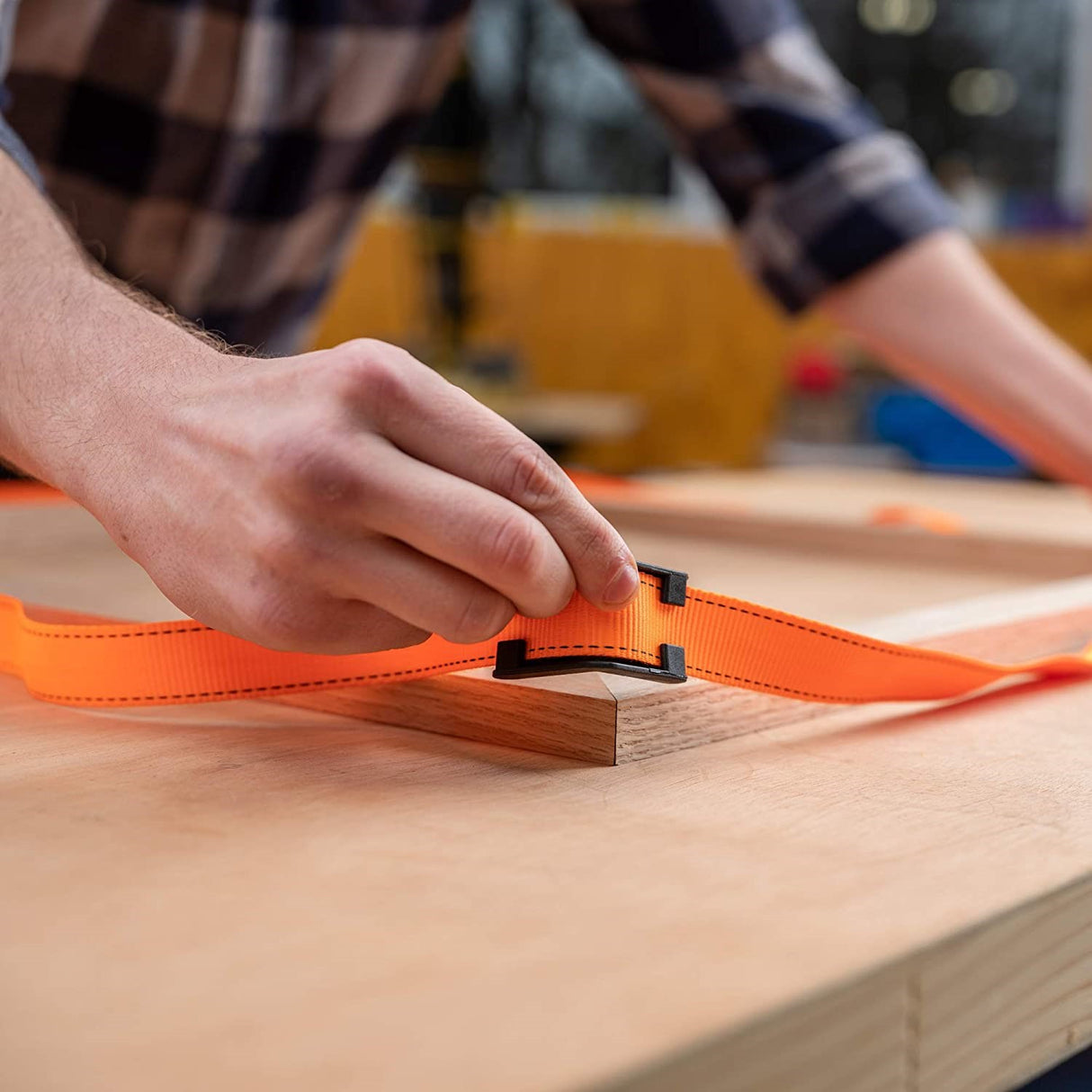 Pony Jorgensen Pack of 4 Canvas Band Clamps, angle view, showcasing ratchet style design and high-strength nylon webbing