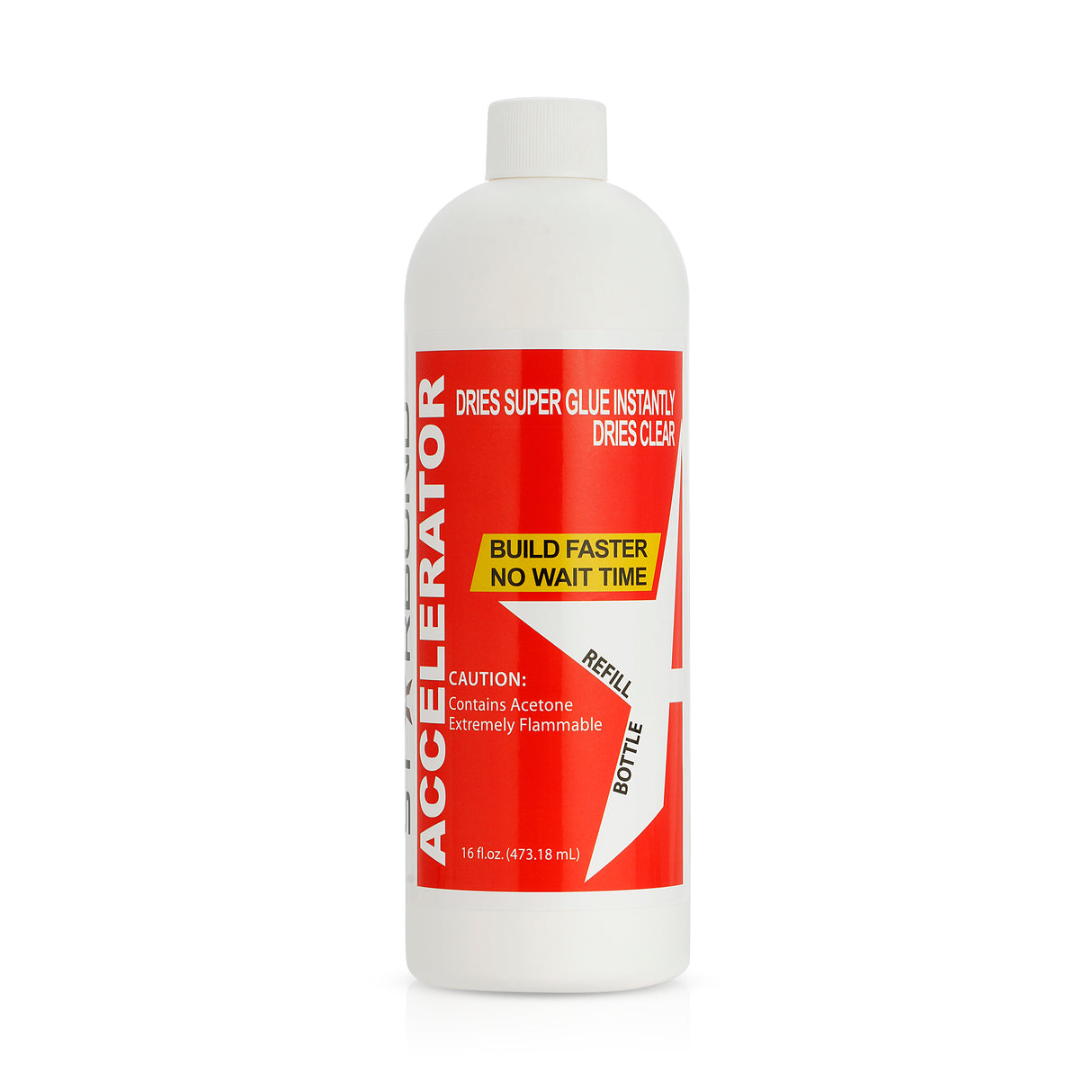 Starbond CA Super Glue Accelerator, 16oz bottle, accelerates curing time for instant bonding. Great for woodworking projects