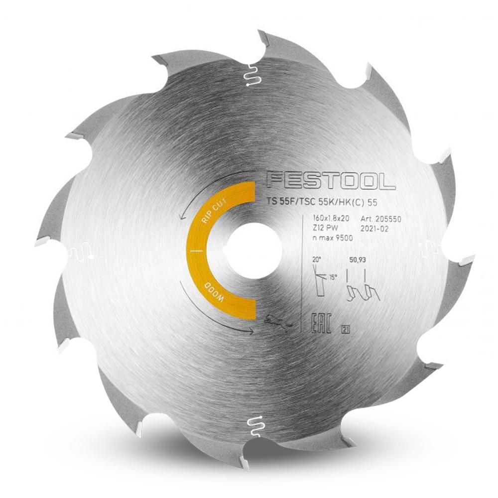Festool Panther Saw Blade 160mm x 1.8mm 12 Tooth - High-quality steel with fine grain carbide saw teeth