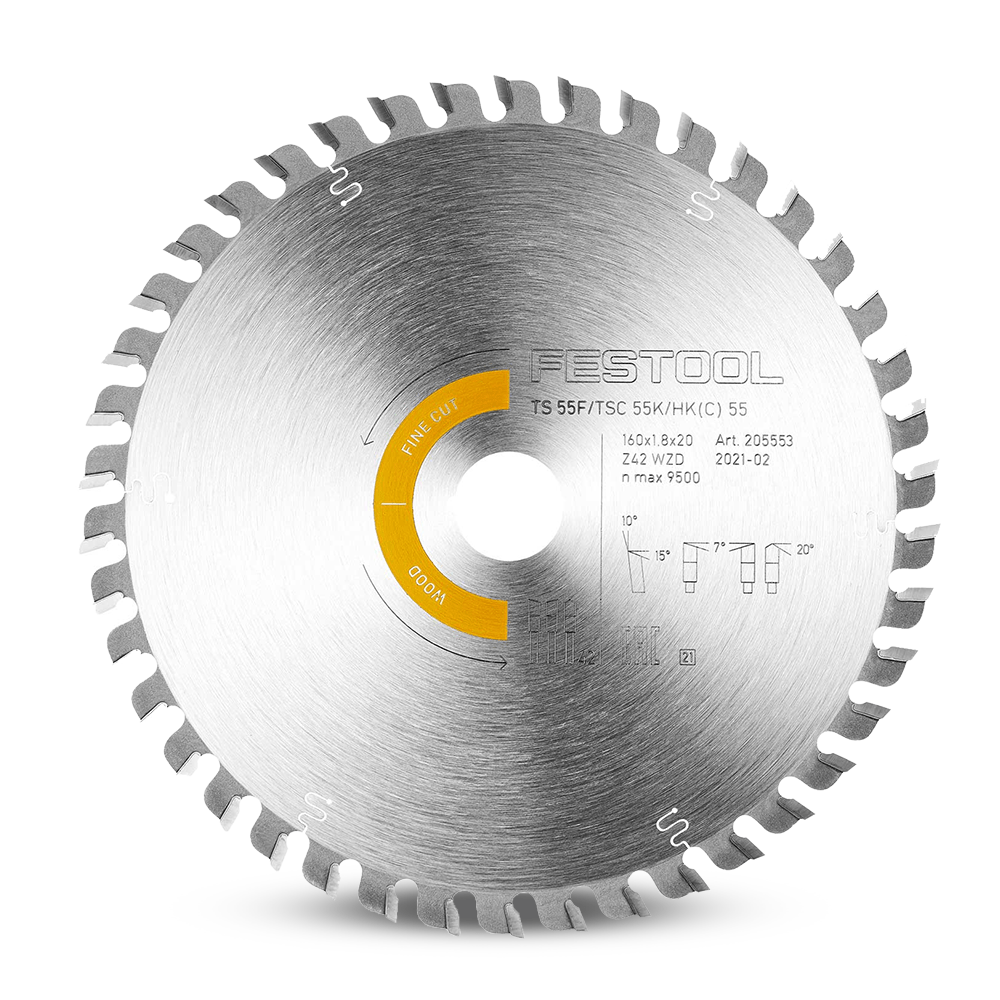 Festool 160mm Fine Tooth Saw Blade with 42 Teeth - High-quality steel with fine grain carbide teeth for precise cuts