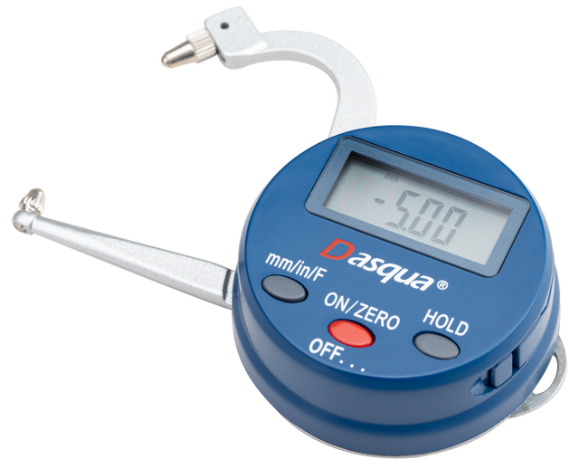 Dasqua Digital Thickness Gauge 25mm Capacity Metric & Imperial with Case in workshop setting