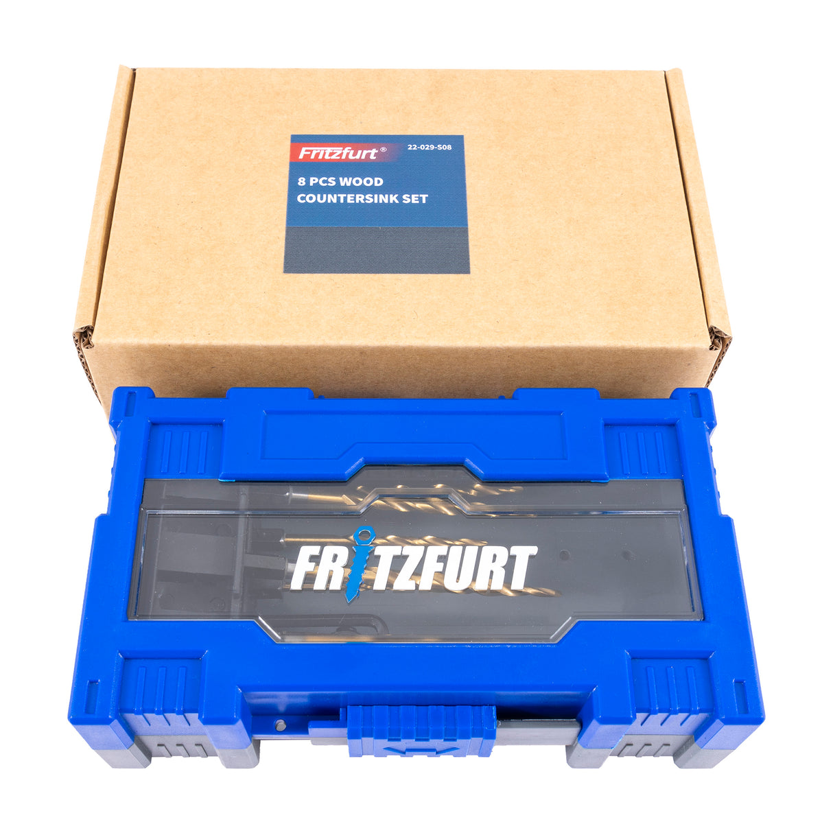 Fritzfurt Tapered Countersink Drill Bits for Timber Set of 8 - 2-in-1 design, 1/4in hex shank with quick release