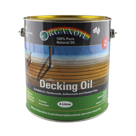 Australian Organoil Decking Oil UV Red Exterior Finish preserves and protects external timbers, with anti-mould fungal protection