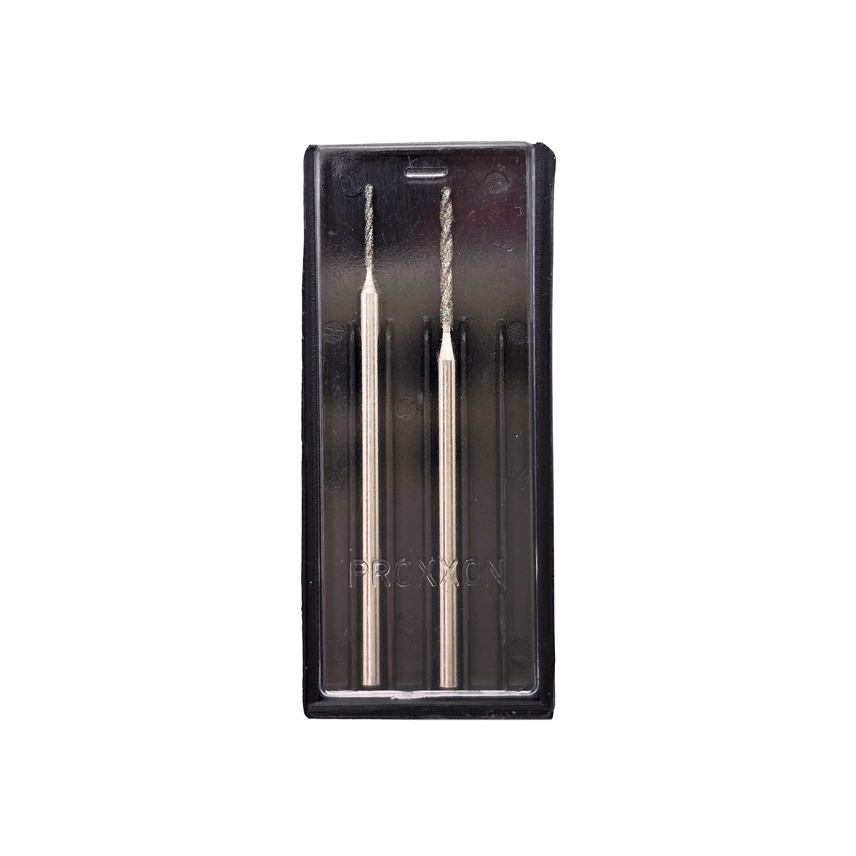 PROXXON Diamond Twist Drill Bits 0.8mm & 1.2mm in use for precise drilling in hard materials