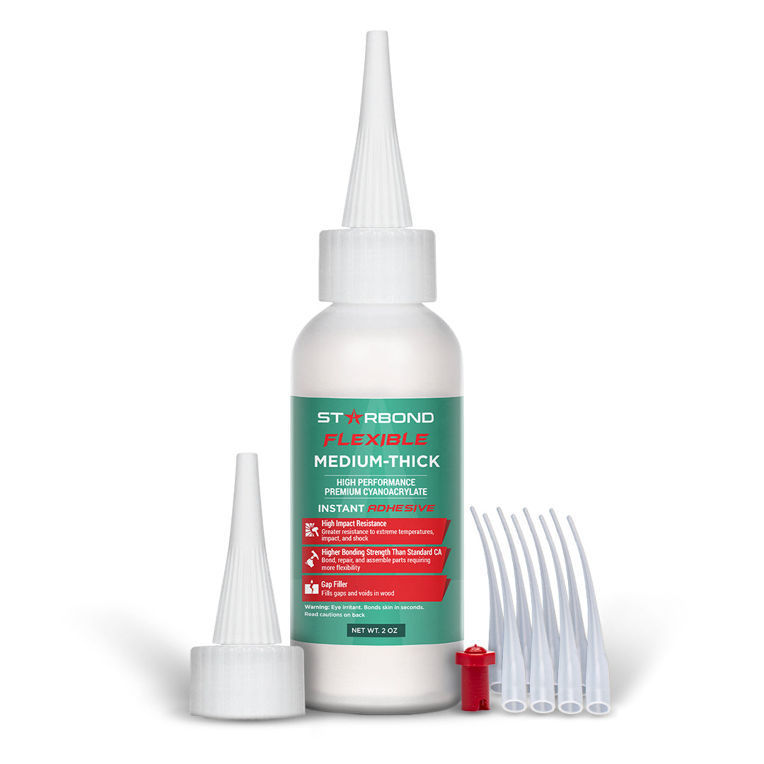 Starbond Flexible Medium-Thick CA Super Glue 2oz bottle - Ideal for high-impact, shock-absorbing bonds