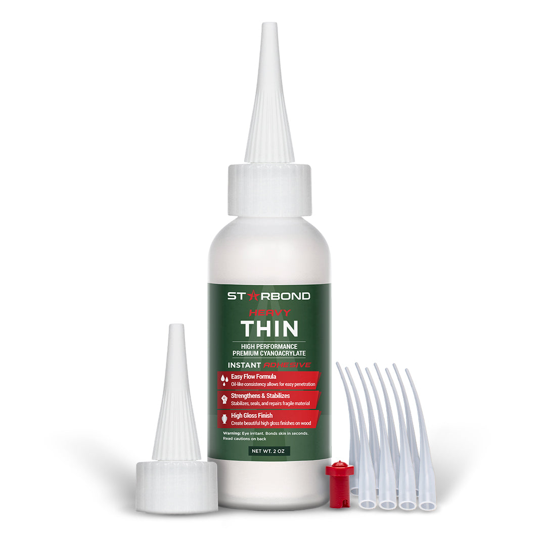 Starbond Heavy-Thin CA Super Glue 2oz - Enhanced control for precise woodworking finishes