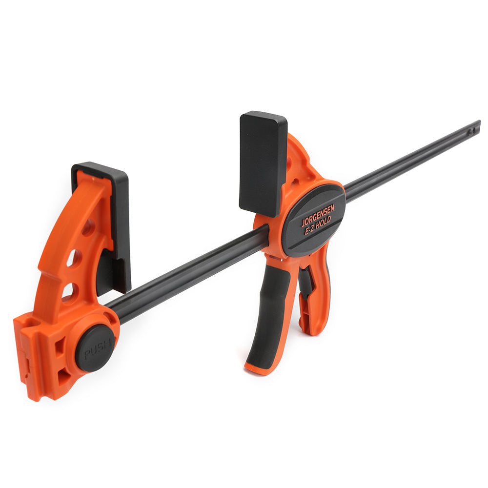 Pony Jorgensen Set of 6 E-Z HOLD Trigger Clamps in action, showing one-handed clamping with 450mm capacity