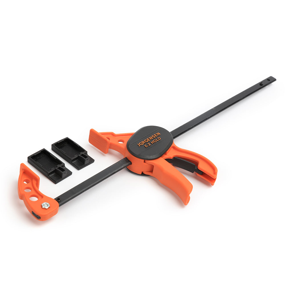 Pony Jorgensen Set of 4 E-Z HOLD Hobby Trigger Clamps 200mm Capacity, showing contoured comfort grip and quick-release lever