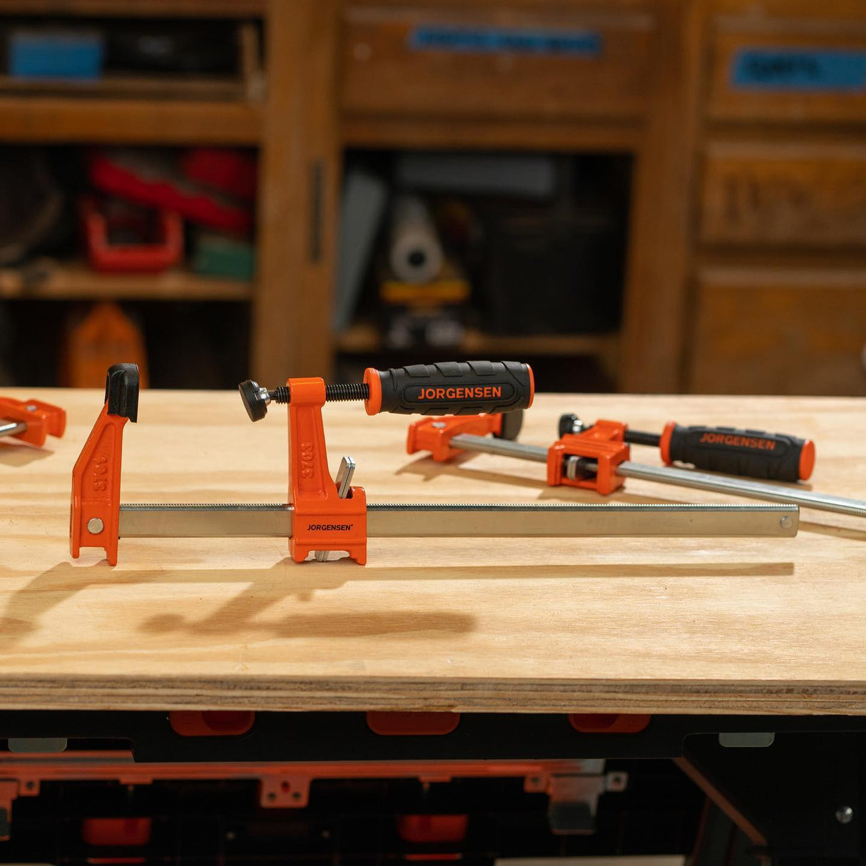 Pony Jorgensen light duty F clamps in action on woodworking project