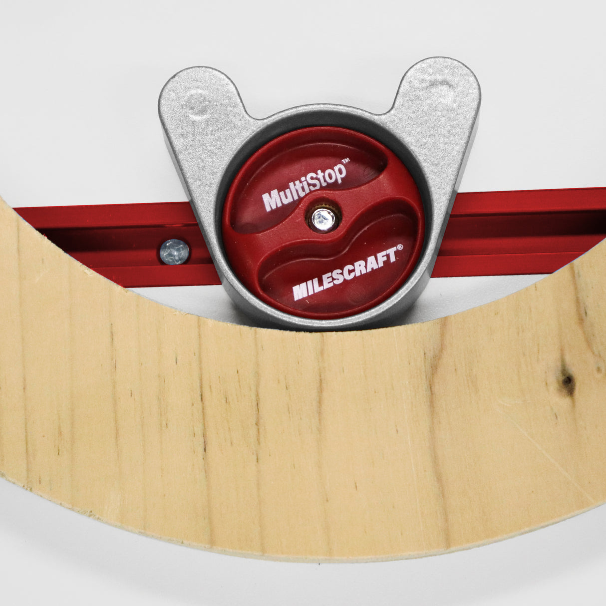 Milescraft T-Track MultiStop Pack of 2, showing adjustable contact surfaces for straight or uneven contours