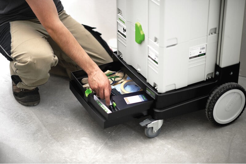 Festool SYS-ROLL Mobile Cart with large 200mm wheels and swivelling front castors for easy transport and steering
