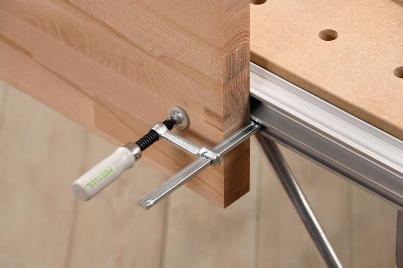 Festool 120mm Adjustable Clamps in action on Festool MFT system