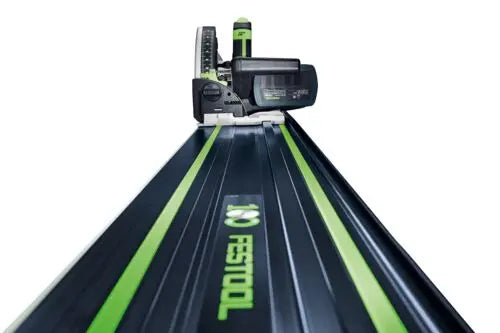 Festool 100 Year Limited Edition FS Guide Rail 1400mm angled view on anodised aluminium surface