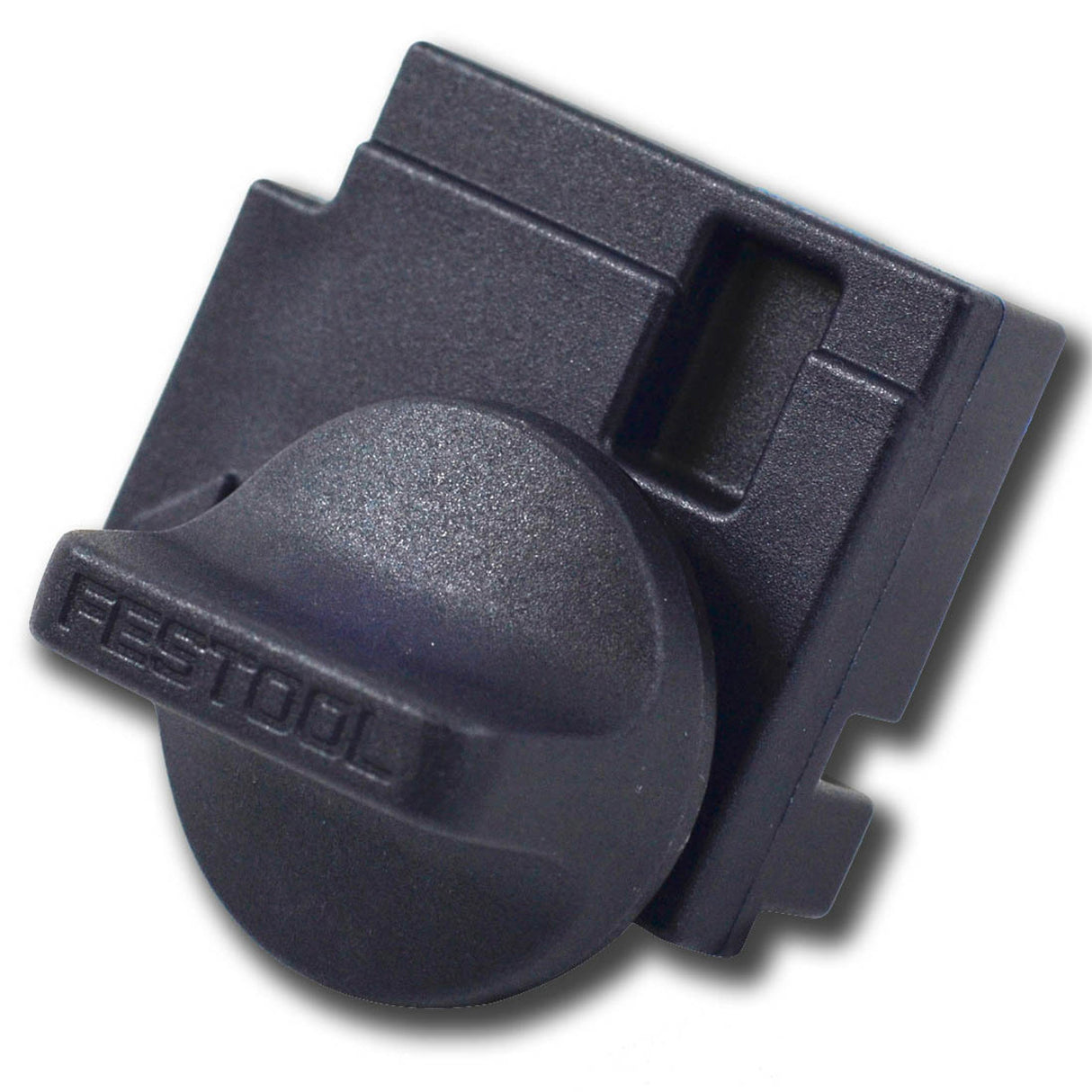 Festool Guide Rail Kickback Stop securely attached to Festool FS Guide Rail for safe and precise cutting and routing