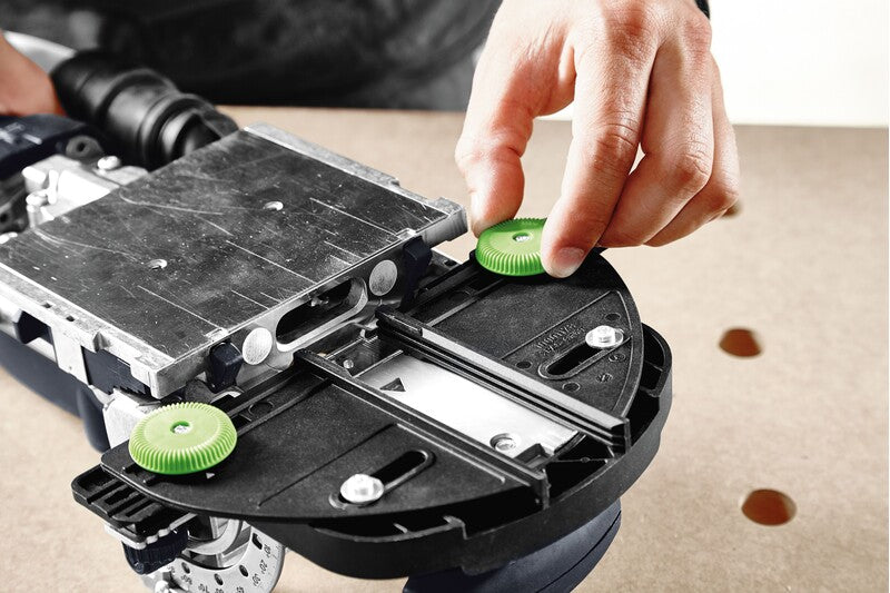 Festool Domino Trim Stop Attachment for precise mortise placement on narrow workpieces