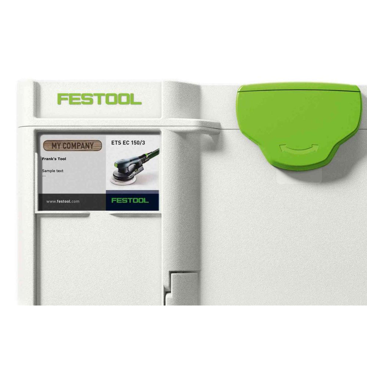 Transparent plastic label cover for Festool SYS T-LOC Systainer, protecting labelling panels from damage and moisture