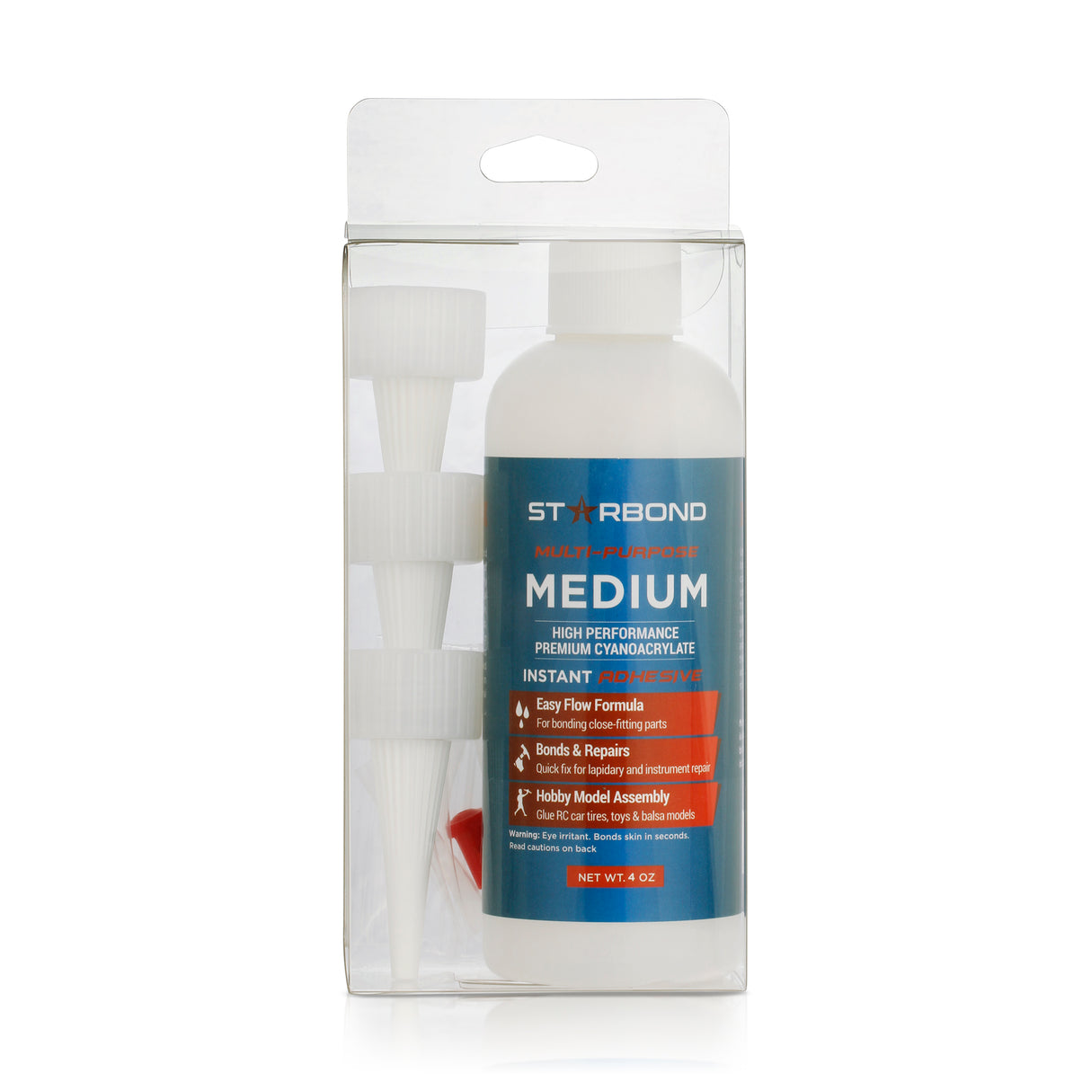 Starbond Multi-Purpose Medium CA Super Glue, 4oz size bottle being used for precision crafting