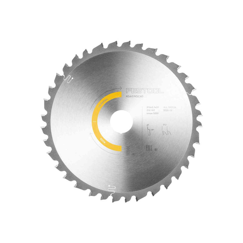 Festool Universal Saw Blade 216mm x 2.3mm x 30mm 36 Tooth in action on wooden material
