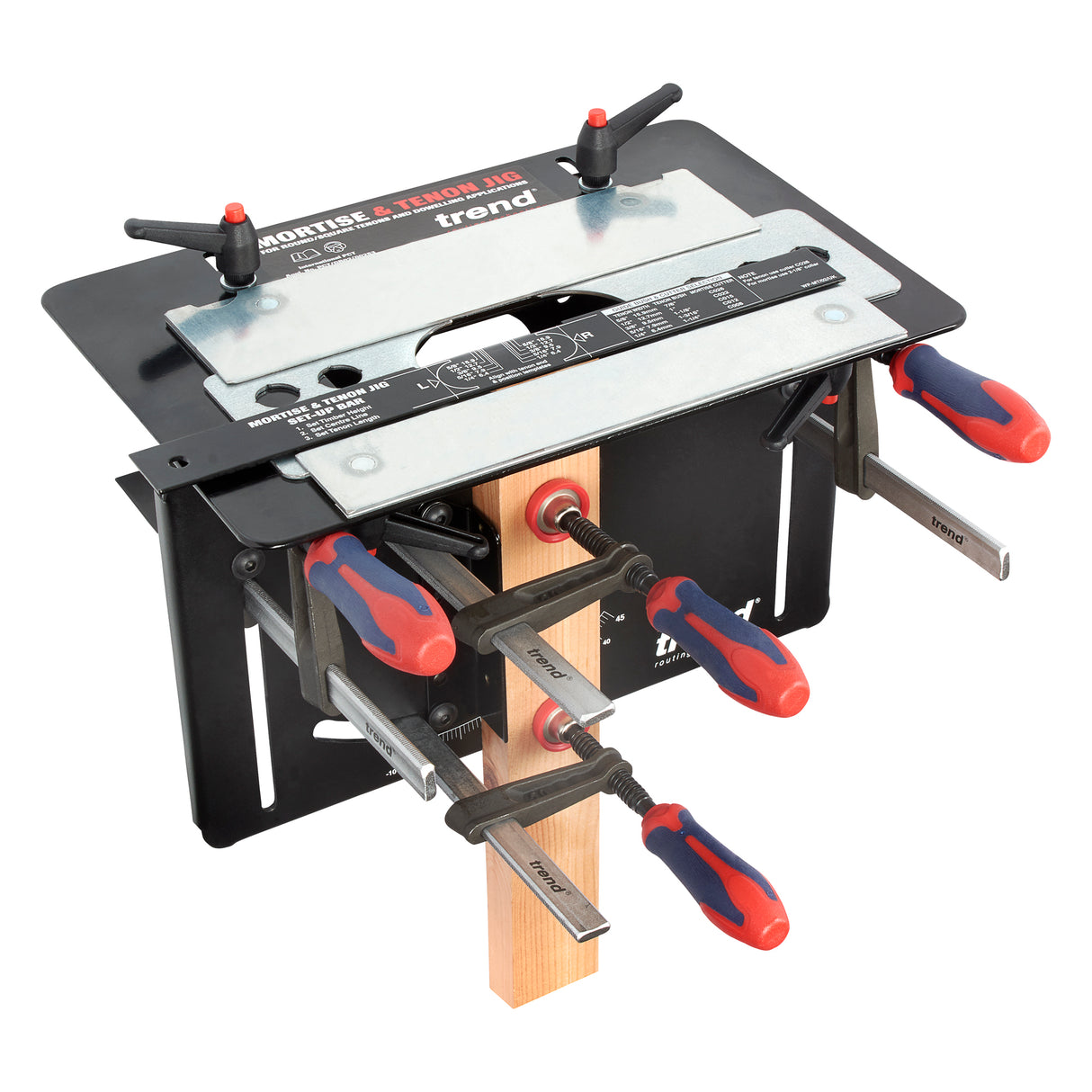 Trend Mortise & Tenon Jig showcasing precise joint alignment for woodworking projects