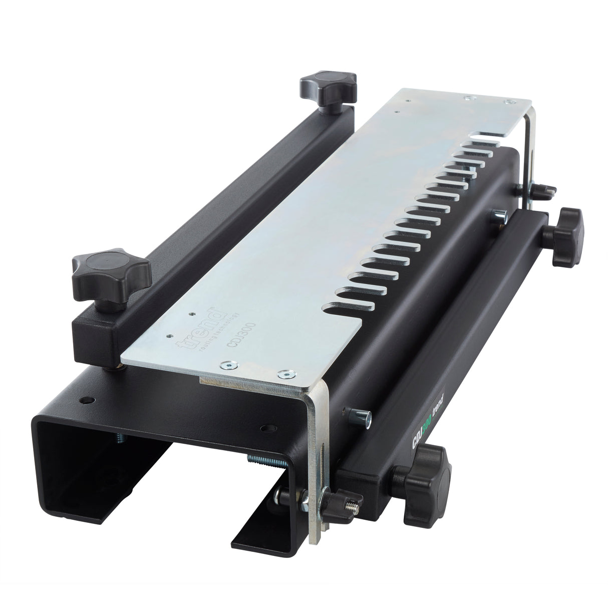 Trend Dovetail Jig 300mm for Plunge Routers showcasing half-blind template use