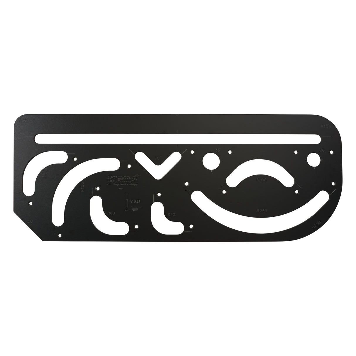Trend Aperture Worktop Radius Jig for routing apertures, recesses, and radii in worktops for sinks, hobs, and curved cabinets