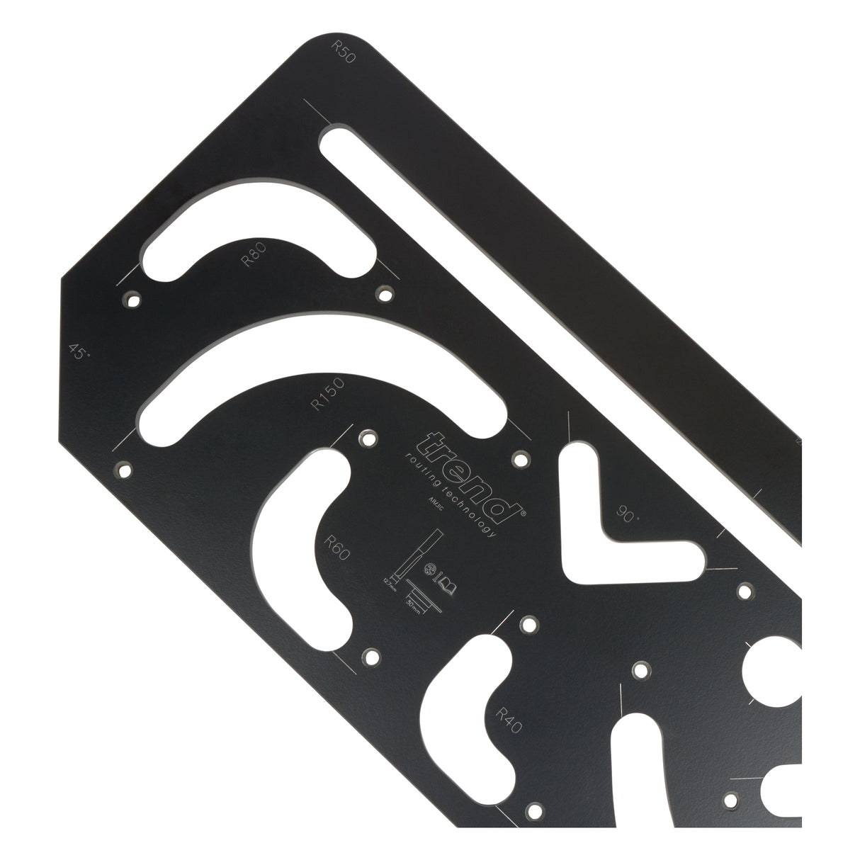 Trend Aperture Worktop Radius Jig showcasing easy radii cutting for sinks, hobs, and curved cabinets